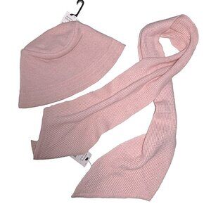 Banana Republic Wool Angora Winter Knit Hat Scarf Set Pink Soft Cozy NWT